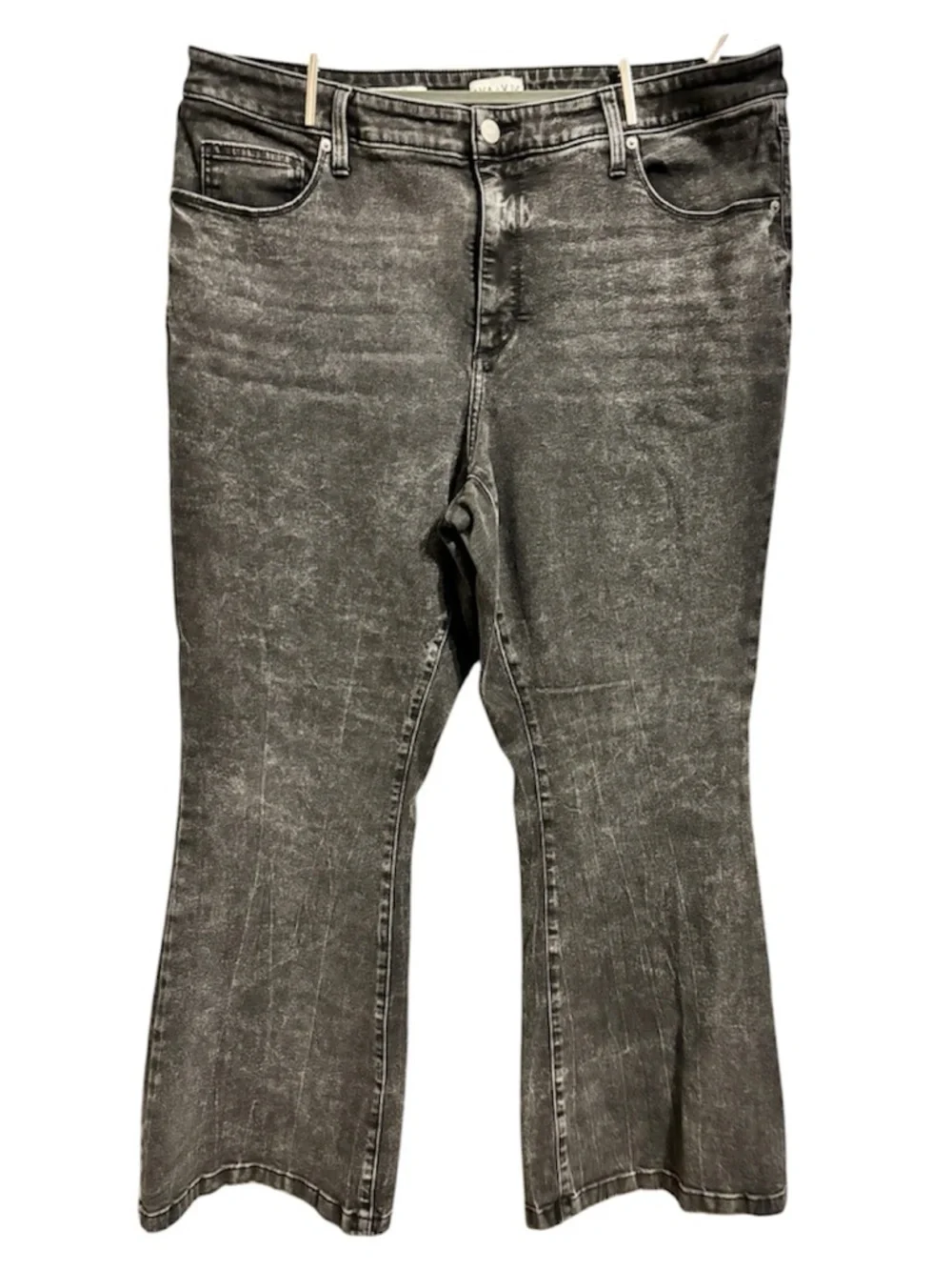 Ava & Viv Washed Black Flare Jeans - Picture 1 of 4
